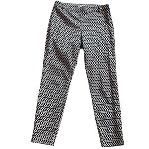 H&M Women's 8 Black White Geometric Slim Ankle Stretch Pants Workwear